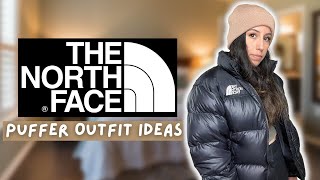 PUFFER JACKET OUTFIT IDEAS  NORTHFACE PUFFER JACKET OUTFIT IDEAS [upl. by Tsyhtema464]