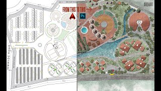 How to render architectural site plan in photoshop  speed run  realistic theme plan render [upl. by Hardman99]