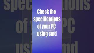 💻 CMD Trick Check the specifications of your PC using cmd cmdtricks cmd pc [upl. by Fabriane]