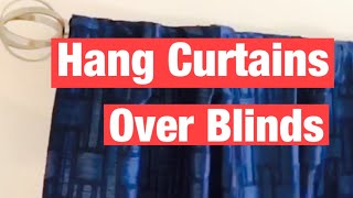 Hang curtains over faux wood blinds  No Drill Brackets [upl. by Nylsoj]