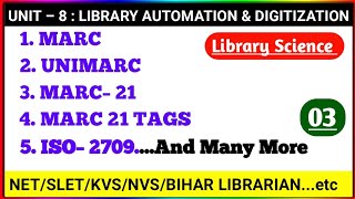 Library Automation and Digitization in Library Science  Marc 21  UNIMARC  iso 2709 in library [upl. by Annaillil]