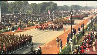 Indian Armed Forces march past at the annual Republic Day parade in New Delhi India [upl. by Neelloc]