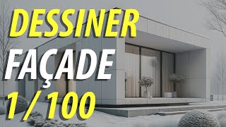 Comment faire une façade sur un plan au 1 sur 100 à la règle 🏠 Maison de plain pied [upl. by Methuselah]