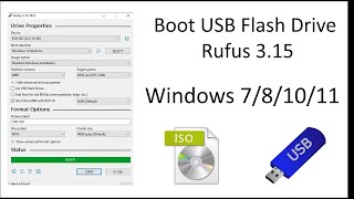 Boot USB Flash Drive with Rufus 315 Windows 78811011 [upl. by Ayihsa]