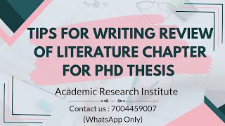 How to Write a PhD Thesis Review of Literature Chapter in Standard Scientific Format [upl. by Aleahpar]