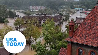 Historic flooding in Asheville North Carolinas Biltmore Village  USA TODAY [upl. by Dutch]