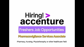 Freshers Pharmacovigilance Job  Accenture Hiring PV Services Associate  New Job 2024 [upl. by Iren66]