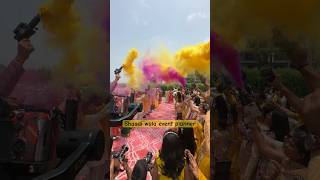 Bride and groom entry with Color gun  Veere Di wedding Best song for Groom Entry brideampgroomentry [upl. by Aivilo144]