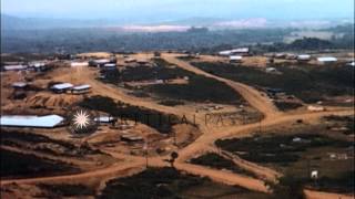 Aerial view of Americal Division base at Chu Lai in Vietnam HD Stock Footage [upl. by Jacquelin27]