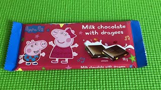 Peppa Pig Milk Chocolate with Dragees Unboxing  Chocolate Unboxing  Satisfying Video ASMR peppa [upl. by Angelico]