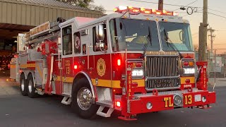 ⁴ᴷ  1st Ever Run  Philadelphia Fire Department BRAND NEW  Tower Ladder 13 Responding Twice [upl. by Nattie]