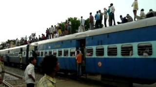 Indian Train  Crazy train full of people on the roof [upl. by Efthim]