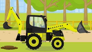 Koparko Ładowarka Maszyny Budowlane Bajka Dla Dzieci  Backhoe Loader Excavator For Kids [upl. by Chaworth]