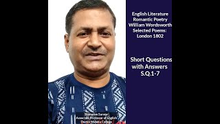 English Literature Romantic Poetry William Wordsworth Selected Poems London 1802 Short Questions [upl. by Hill]