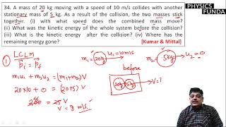 A mass of 20 kg moving with a speed of 10 ms collides with another stationary mass of 5 kg [upl. by Garlen]