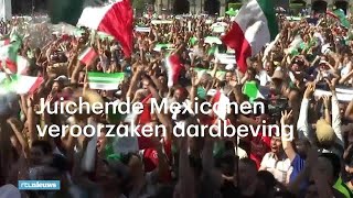 Juichende Mexicanen veroorzaken letterlijk een aardbeving  RTL NIEUWS [upl. by Ralina]