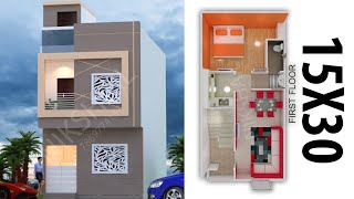 15X30 Duplex House design with 3d front elevation by nikshail [upl. by Ylahtan561]