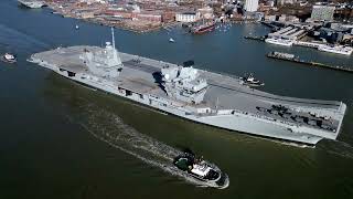 Royal Navys Mighty Warship Sets Sail HMS Prince of Wales Departs Portsmouth [upl. by Llert]