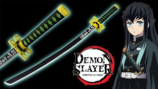 DIY Tokitou Muichirou Paper Sword  How to make Kimetsu no Yaiba Katana [upl. by Ajidahk]