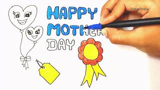 Happy Mothers Day Drawing  Mothers Day Handmade Greeting Card Easy [upl. by Cynthie]