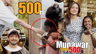 Munawar Faruqui Gave 500rs To Kids While Promoting His Song Halki Halki Si With Hina Khan [upl. by Bille]