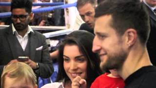 CARL FROCH PARTNER RACHAEL CORDINGLEY amp CHILDREN POSE FOR PHOTOS  FROCH v GROVES 2 [upl. by Eimam]