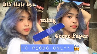 DIY HAIR DYE using CREPE PAPER Blue Hair for only 10 pesos 😱  Janine Rivera [upl. by Malaspina911]