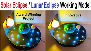 solar eclipse  lunar eclipse  earth rotation working model science project  craftpiller [upl. by Nata]