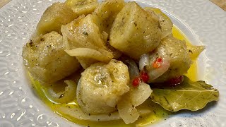 Puerto Rican Guineos en Escabeche  Marinated Green Banana Salad [upl. by Graniah916]