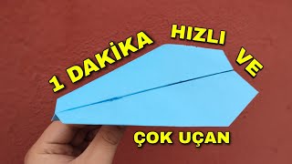 1 DAKİKA Kağıttan En Hızlı ve En Uzun Uçan Uçak Yapımı [upl. by Latsyrhc]