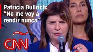 Discurso completo de Patricia Bullrich después de las elecciones presidenciales en Argentina [upl. by Erdne]