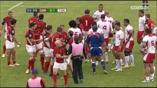 Canada vs Tonga fight leads to red card for Eddie Aholelei [upl. by Fiann]