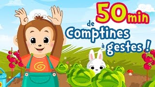 50min de Comptines avec gestes et Chansons pour bébé Petit escargot Alouette Pirouette [upl. by Orms]