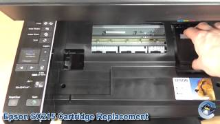 Epson Stylus SX215 How to Change Ink Cartridges [upl. by Noswal766]