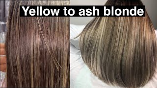 How to get Ash Blonde Hair from Yellow Golden Orange or Brassy [upl. by Sivraj]