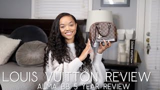 Louis Vuitton Alma BB 5 Year Review Is it Worth it and Wear and Tear [upl. by Ahsenrat249]