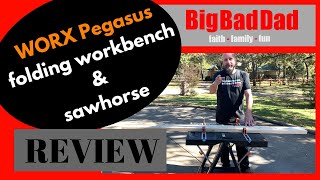 WORX PEGASUS Folding Workbench amp Sawhorse Review [upl. by Enaj]