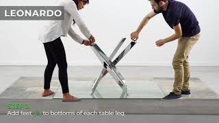 How to assemble the Leonardo Glass And Chrome Metal Dining Table from Furniturebox UK [upl. by Nalyorf]