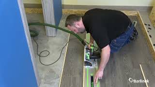 Engineered wood flooring installation around door casing glue down installation with 5Gc lock [upl. by Nynnahs]