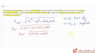 Two identical sinusoidal waves moving in same direction along a stretched string interfere [upl. by Llevel]