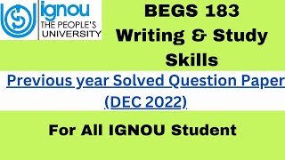 BEGS 183 Previous year Solved Question Paper  DEC 2022  IGNOU  BEGS Question Paper [upl. by Maryanne595]