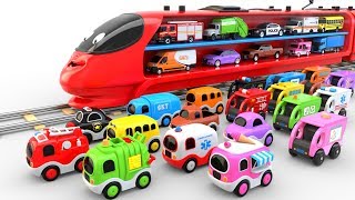 Colors for Children with Train Transporter Toy Street Vehicles [upl. by Stilla]