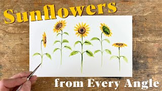 Painting Sunflowers from Every Angle in Watercolor Step by Step Tutorial [upl. by Hindorff385]