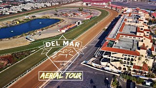 Del Mar Fairgrounds Thoroughbred Racetrack Aerial Tour [upl. by Kipper]