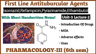 Rifampicin Isoniazid Ethambutol Pyrazinamide  Antitubercular drugs  L2 Unit3 PharmacologyIII [upl. by Elaen]