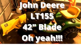 John Deere LT155 42quot Blade Plowing Snow [upl. by Aicak]