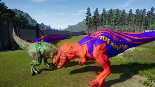 Spiderman TREX Gen 2 in Dinoverse life and battles vs all Tarbosaurus What is the winner [upl. by Gabbert62]