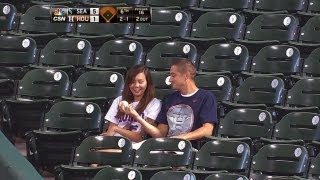 Fan makes catch to save girlfriend from foul ball [upl. by Surtimed]