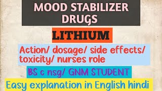 Mood stabilizer drugs LITHIUMActiondosageside effectsblood lithium leveltoxicityrole of nurse [upl. by Karub]