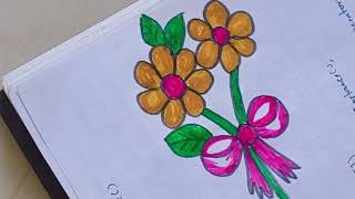 How to draw flower art  Easy and beautiful flower drawings tutorial Easy drawing ideas [upl. by Erlene764]